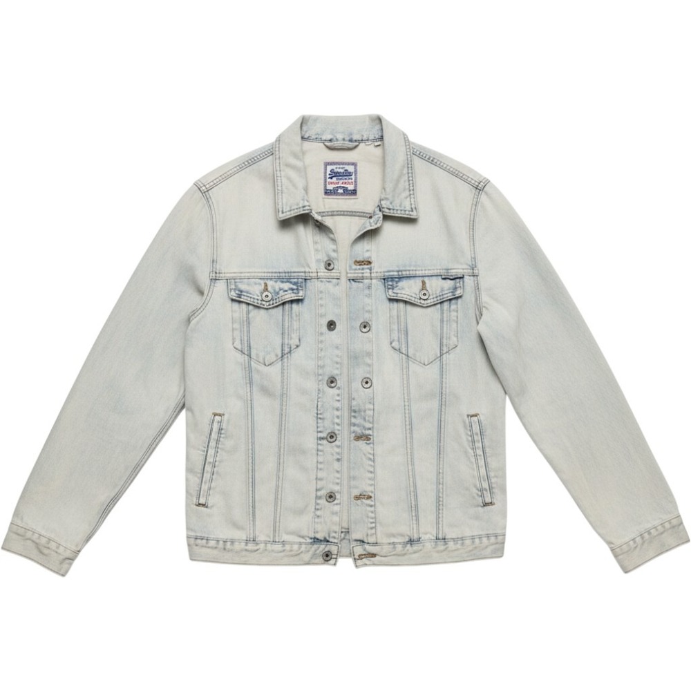 Superdry Denim Jacket W 8 Light Blue Vintage Boyfriend Trucker Coat Oversize UK